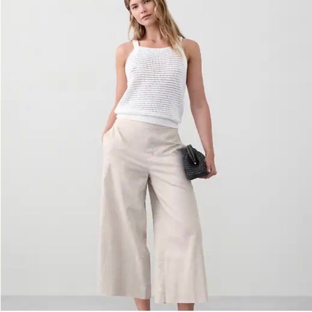 NWT Jessica Simpson Linen Wide Leg Cropped Capri Pants Size Medium